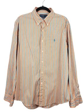 Ralph Lauren Men's Striped Button-Down Long Sleeve Shirt - Size XL